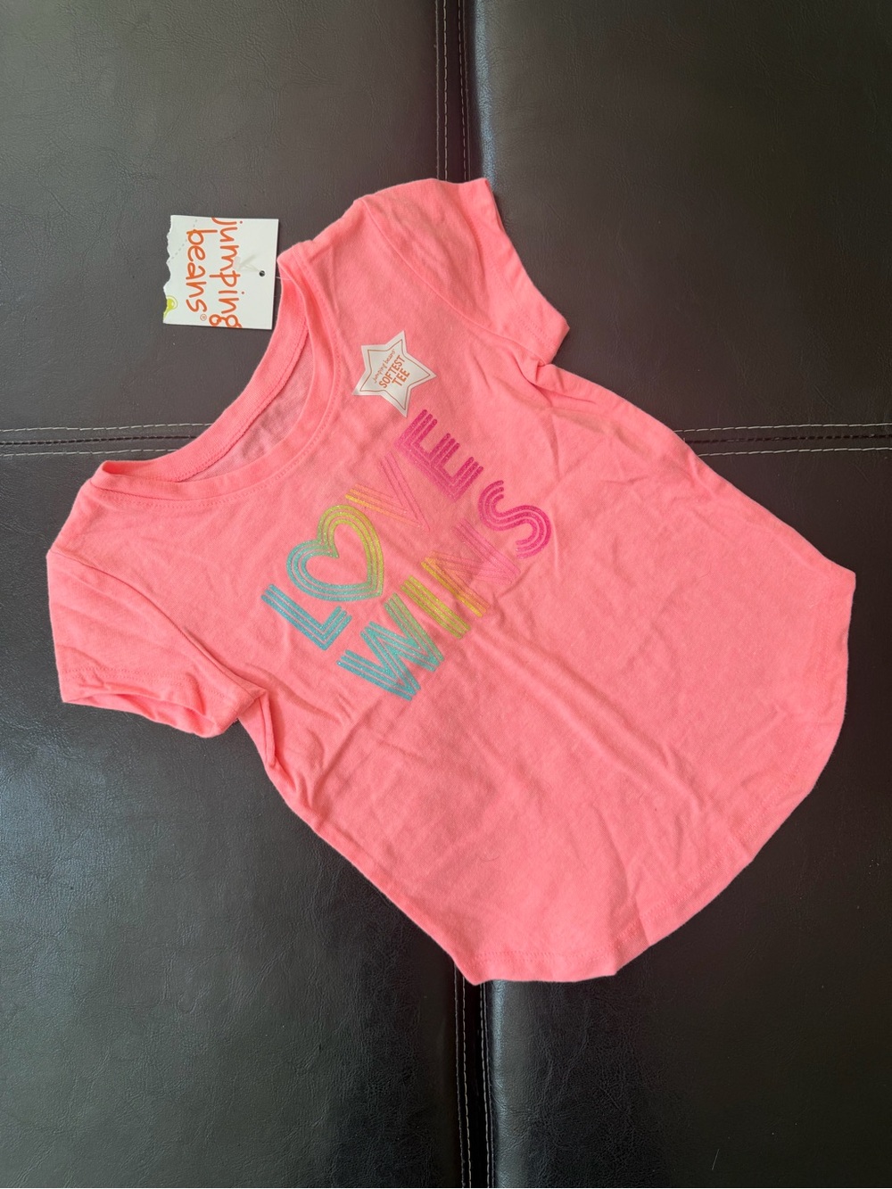 Jumping Beans - Coral Pink 'Love Wins' Graphic Tee